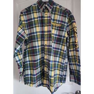VTG Wrangler Twenty X Plaid Long Sleeve Button Down Shirt Men's Size M/L SPRING